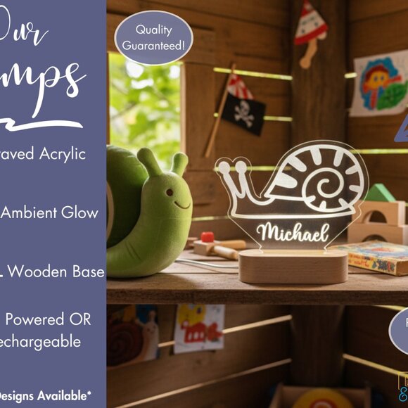 Snail Custom Name Light • Personalized LED Cloud Decor • Baby Gift - Picture 3 of 8